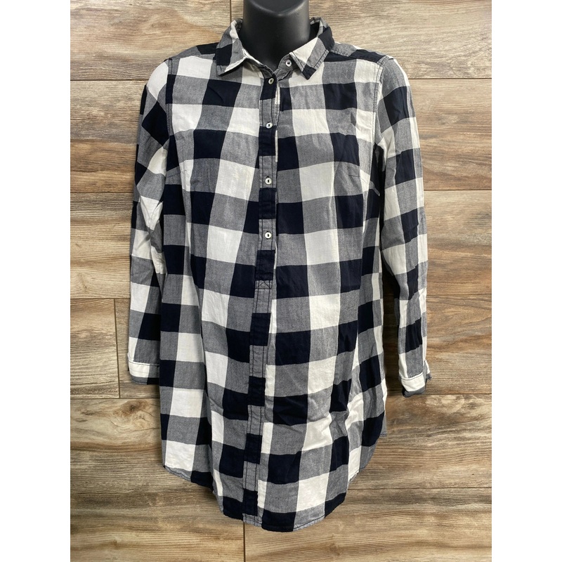 H&M Mama Maternity Buffalo Check Tunic White/Black sz Small