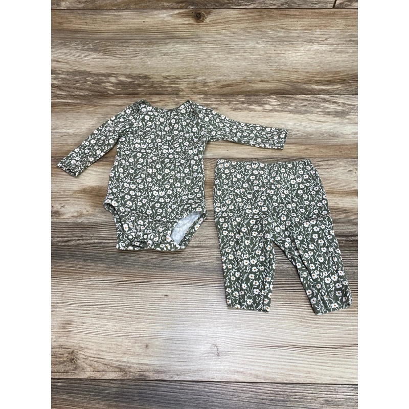 Just One You 2pc Floral Bodysuit & Pants Green sz 3m