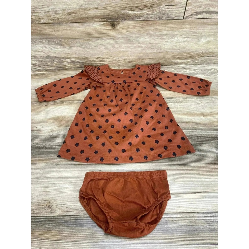 Just One You 2pc Floral Dress & Bloomers Brown sz 12m