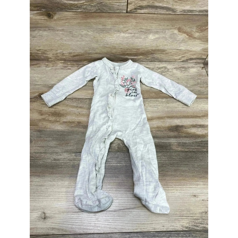 Mother’s Promise Floral Ruffle Sleeper Grey  sz 3-6m