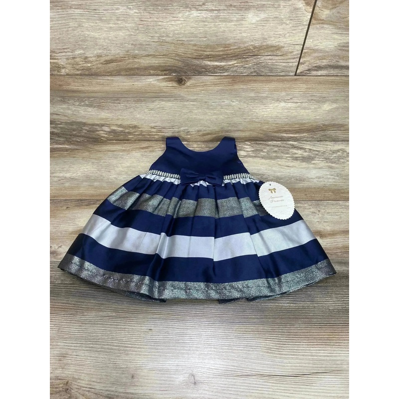NEW American Princess 2pc Sleeveless Dress & Bloomers Navy sz 18m