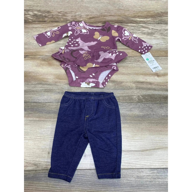 NEW Carter’s 2pc Butterfly Skirted Bodysuit & Pants Purple sz Newborn