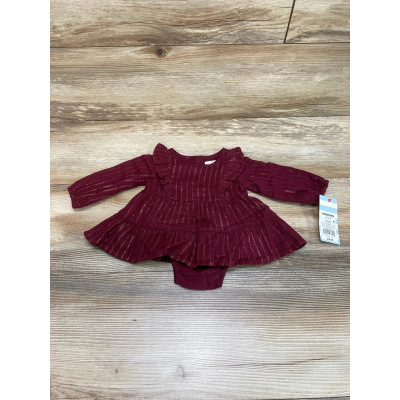 NEW Cat & Jack 2pc Ruffle Dress & Bloomers Burgundy sz Newborn
