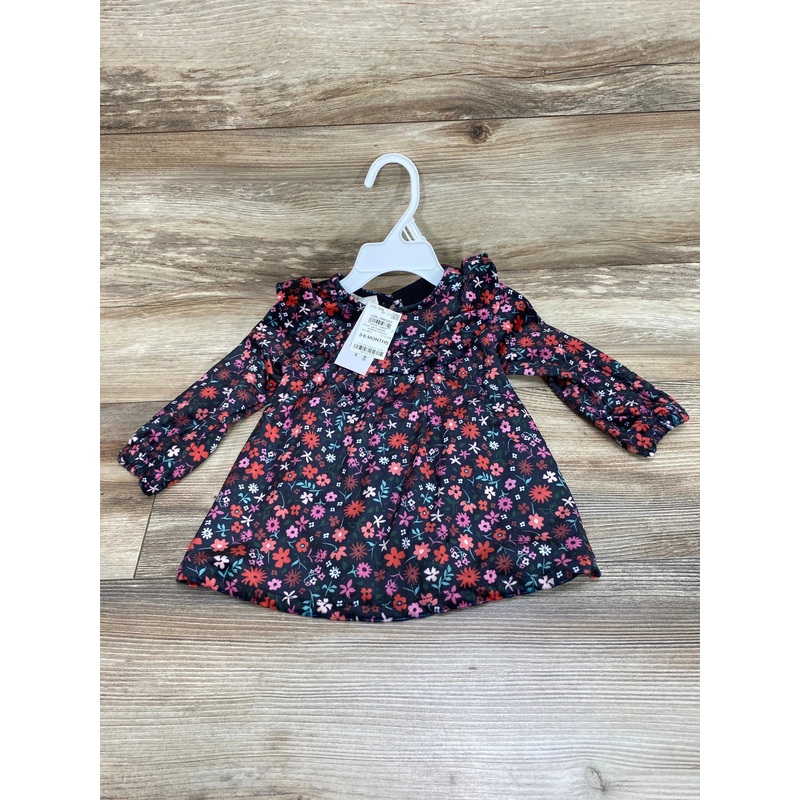 NEW First Impressions Black Scarlet Crush Velour Floral Dress sz 3-6m