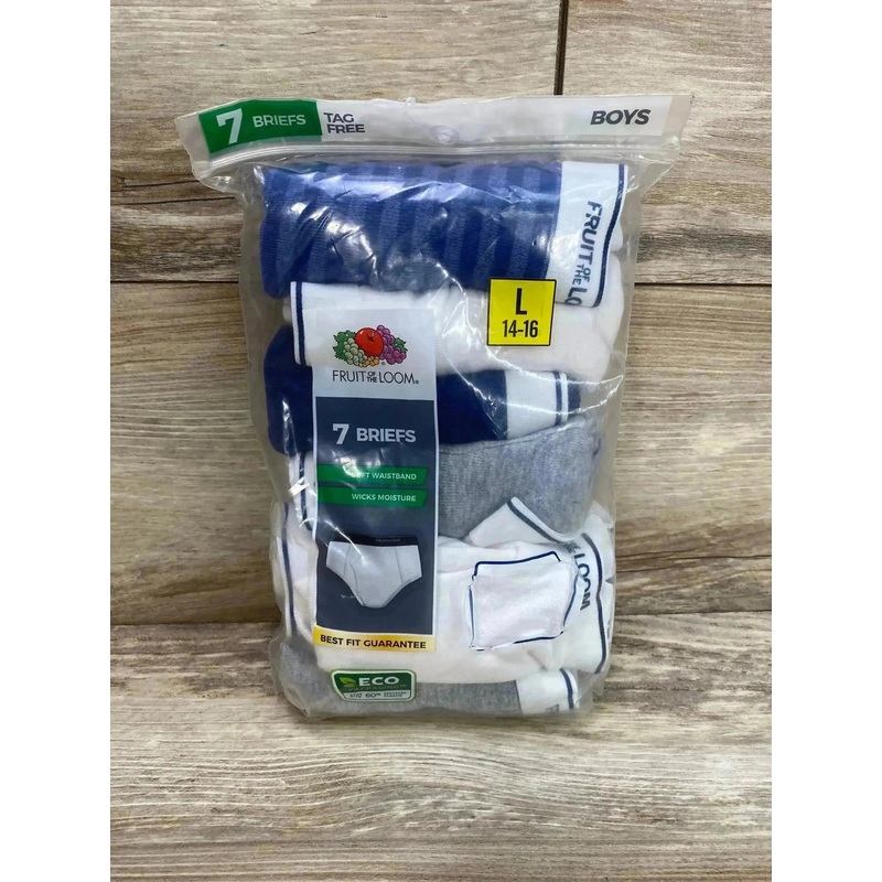 NEW Fruit of the Loom 7Pk Classic Briefs sz L/14-16