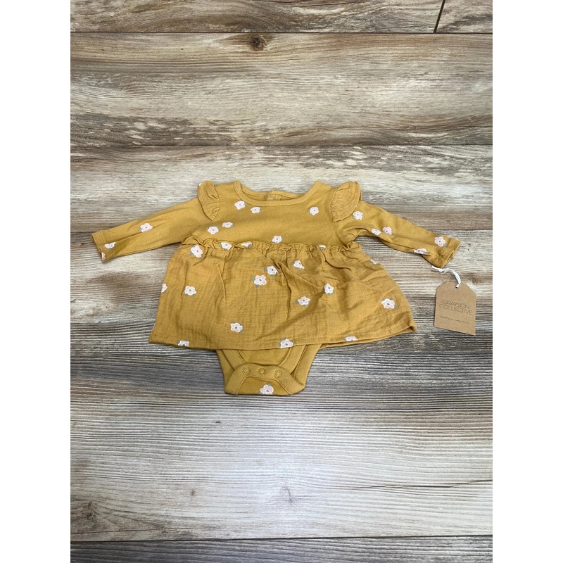 NEW Grayson Collective Floral Bodysuit Dress Yellow sz 0-3m