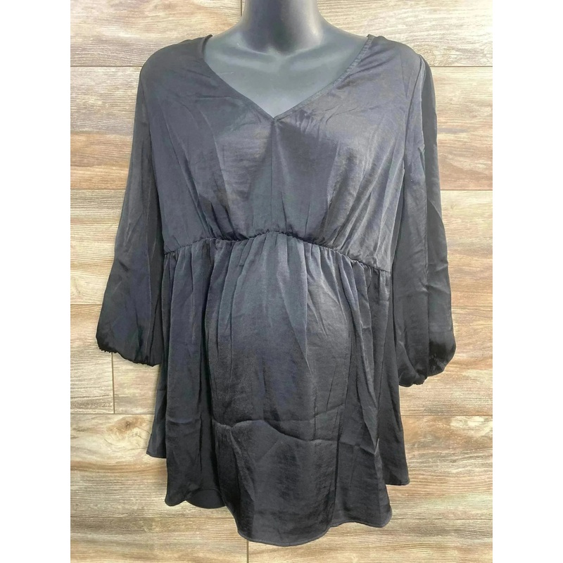 NEW Isabel Maternity 3/4 Sleeve Blouse Black sz Large