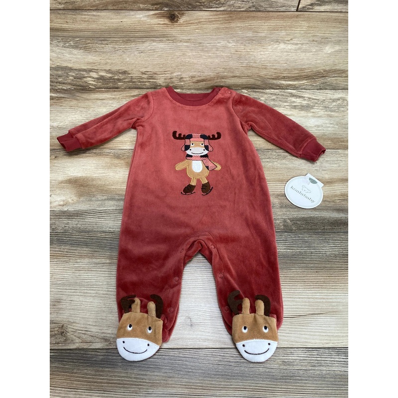 NEW Koalababy Velour Coverall Moose Applique Red Paprika Sz 3-6m