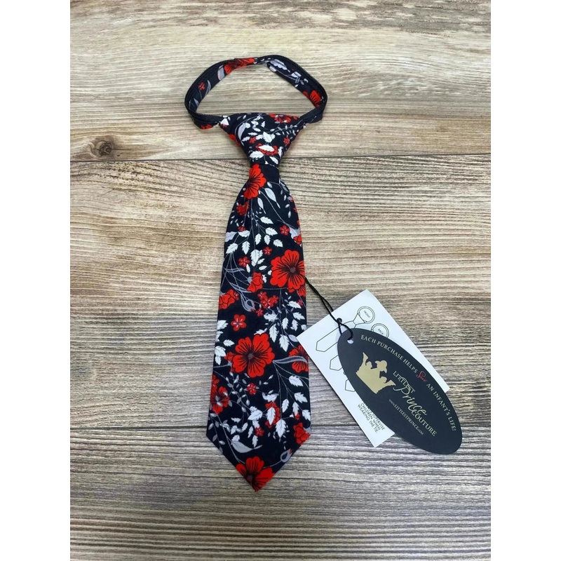 NEW Littlest Prince Floral Print Tie Black Sz 9-24m