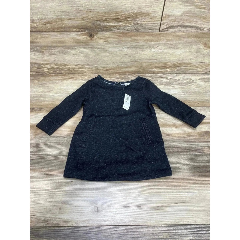 NEW Old Navy Fleece Shift Dress Black sz 12-18m