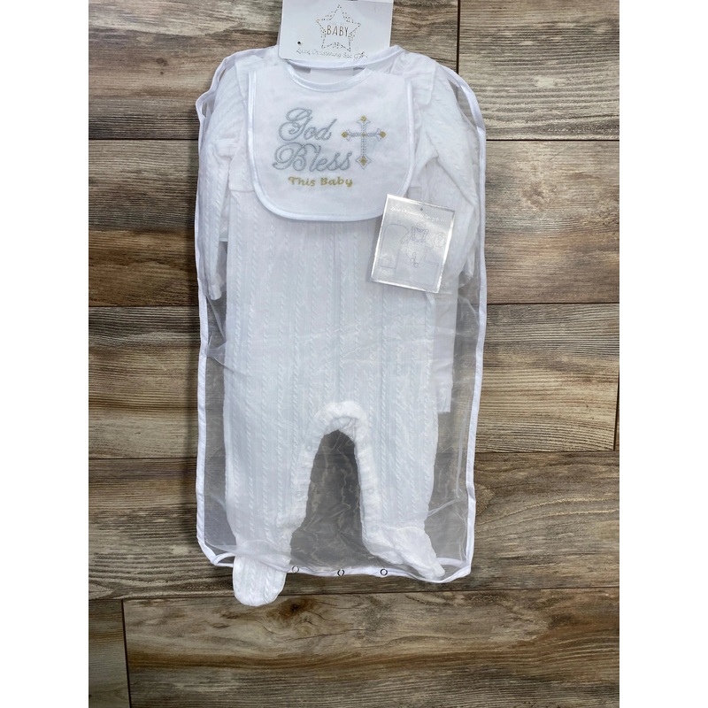 NEW Superstar Baby 5pc Luxe Christening Gift Set White sz 6m