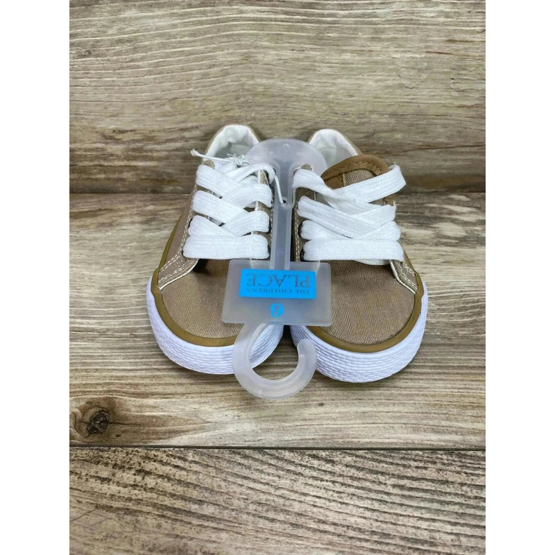 NEW The Children’s Place Boys Canvas Low Top Sneakers Tan Sz 6c