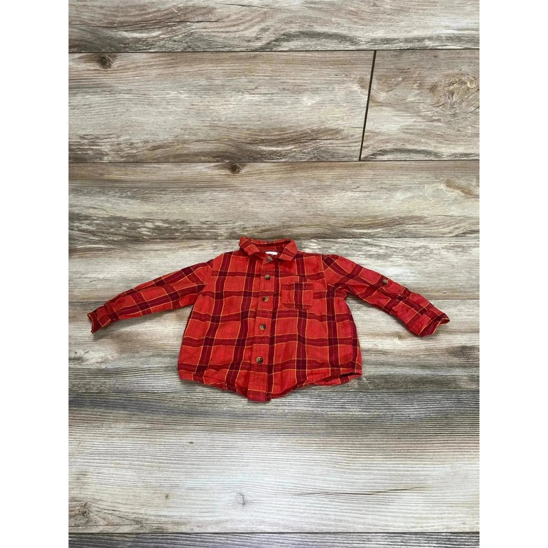 Okie Dokie Plaid Button-Up Shirt Orange sz 18m