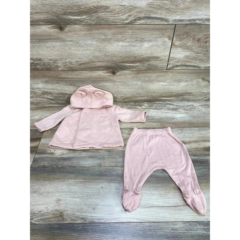 Old Navy 2pc Hooded Cardigan & Footed Pants Pink sz 0-3m