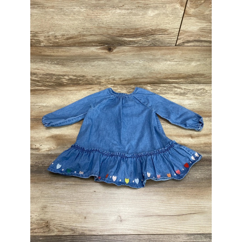 Old Navy Embroidered Heart Peplum Dress Blue sz 18-24m