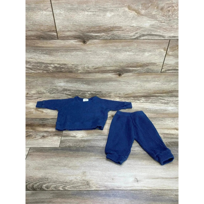 Paigelauren Navy Thermal Top & Bottom Set SZ 9-12m