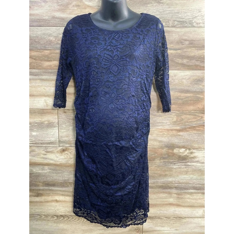 Pink Blush Fitted 3/4 Sleeve Lace Dress Navy sz Large
