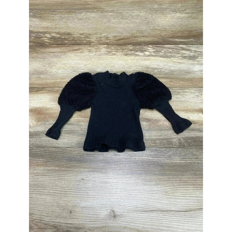Shein Ribbed Puff Sleeve Shirt Black sz 3-6m