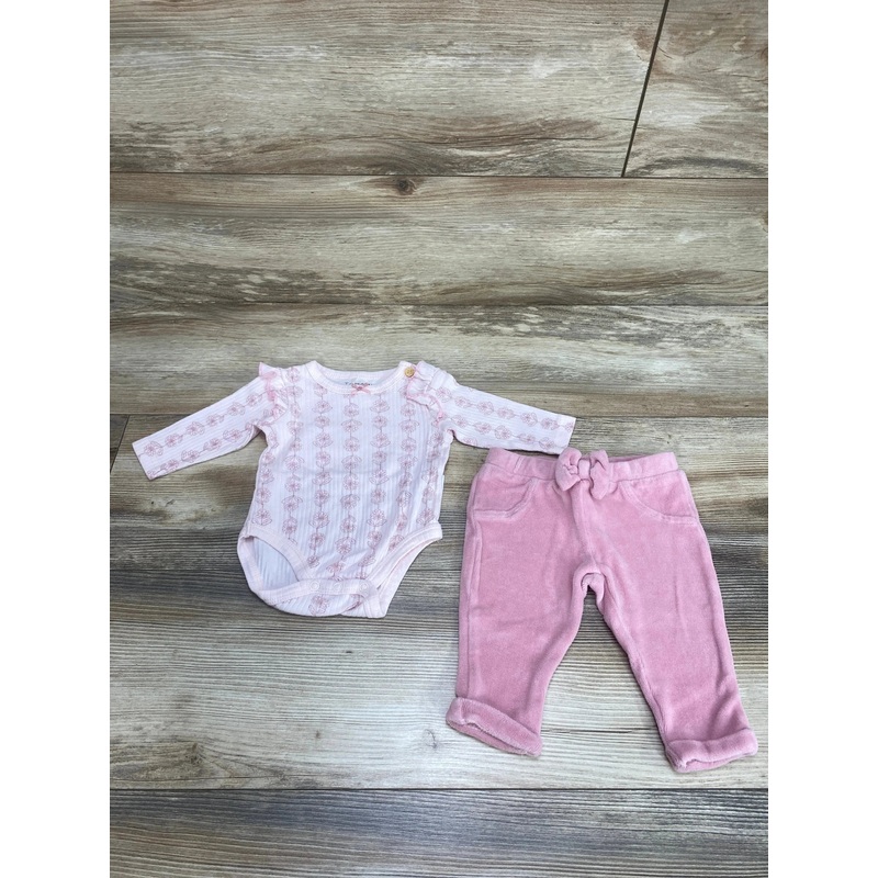 Tahari Baby 2pc Floral Bodysuit & Pants Pink sz 0-3m