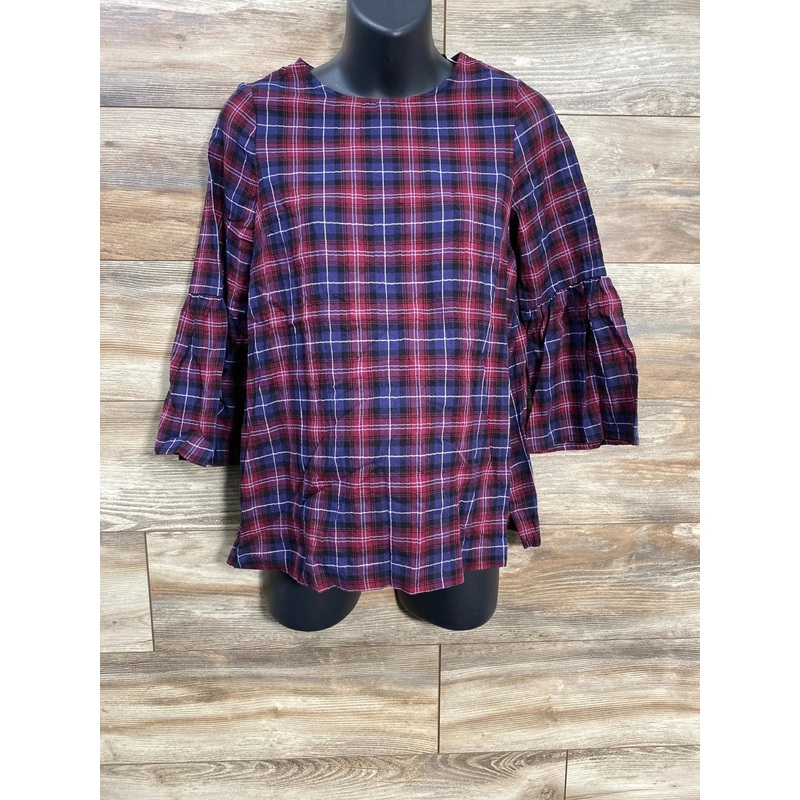 The Nines by Hatch Plaid Top Red sz Small