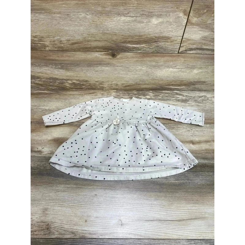 Bean’s Barcelona Long Sleeve Beige Polka Dot Dress sz 6-12m