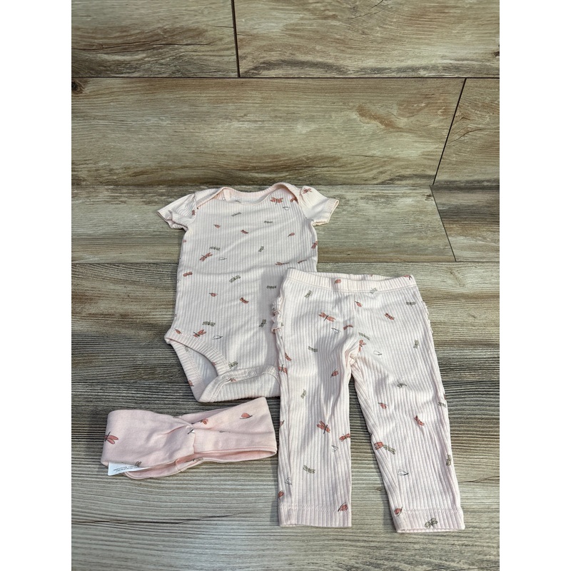Carter’s 3pc Dragonflies Bodysuit + Pants + Headband Pink sz 6m Pink 6m
