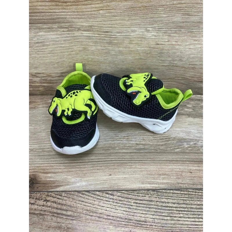 Carter’s Toddler Dinosaur Light-Up Shoes Black/Green Sz 4c