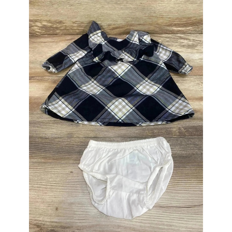 Just One You 2pc Plaid Ruffle Dress & Bloomers Black sz 3m