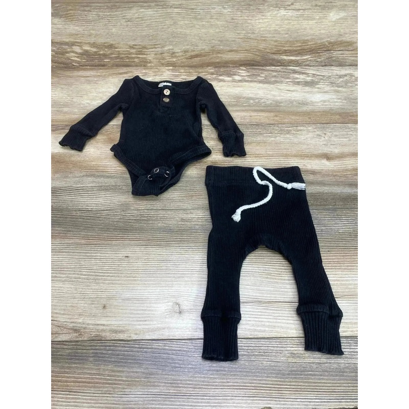 Little One Shop 2pc Ribbed Bodysuit & Pants Black sz 3m