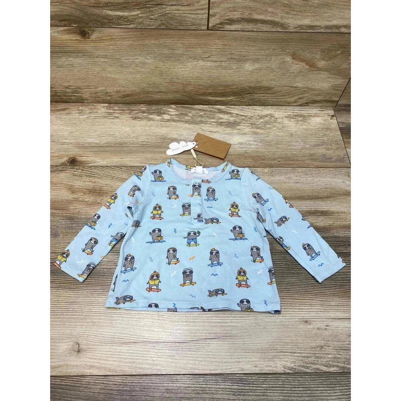 NEW Angel Dear Skater Sloth Blue Top sz 12-18m