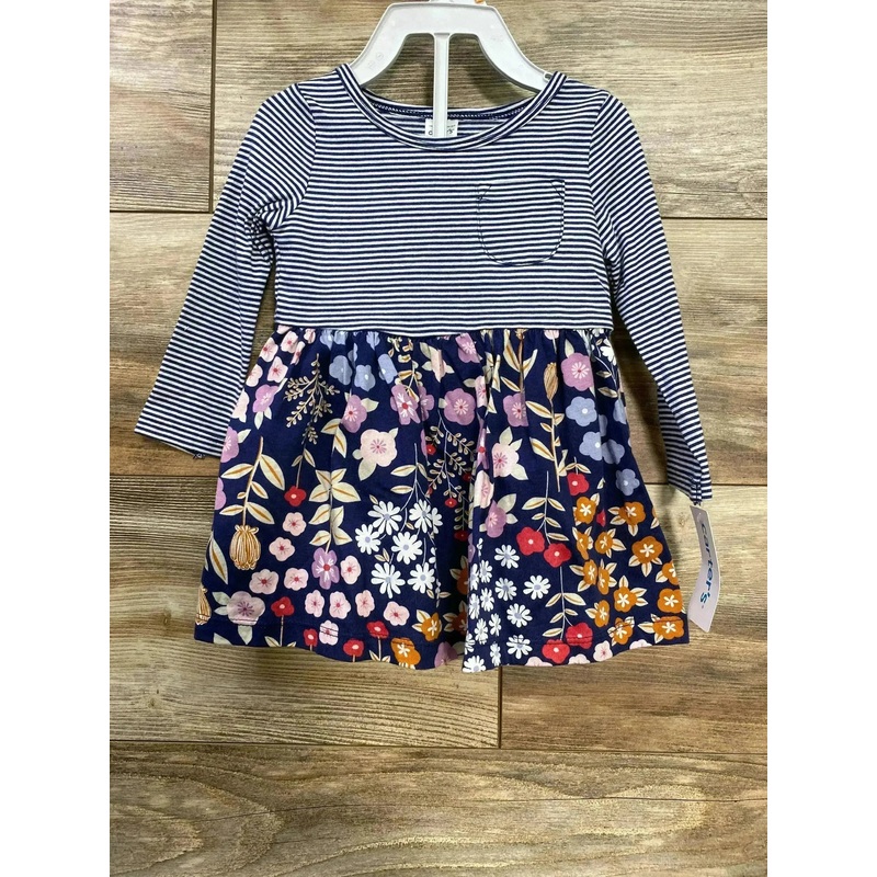 NEW Carter’s 2pc Striped Floral Dress & Bloomers Navy sz 12m
