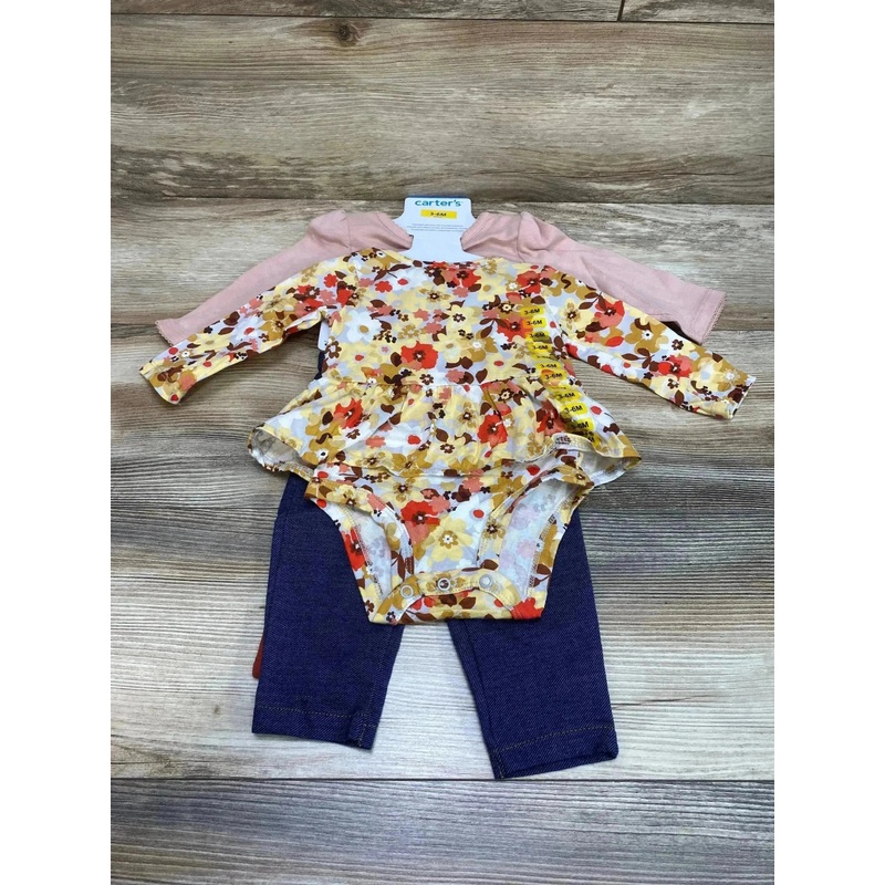 NEW Carter’s 4pc Floral Bodysuit Set Yellow sz 6m Multicolor 6m