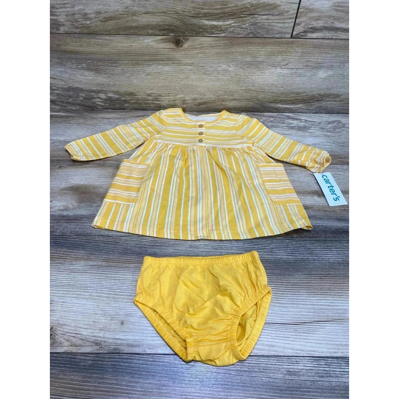 NEW Carter’s Striped Dress & Bloomers Yellow sz 6m