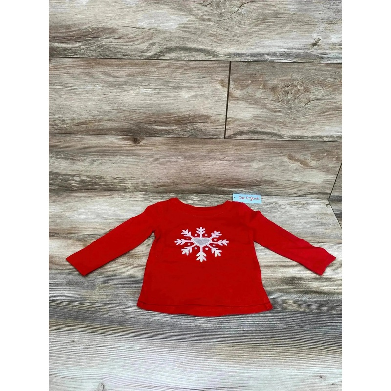 NEW Cat & Jack Sequin Snowflake Shirt Red sz 18m