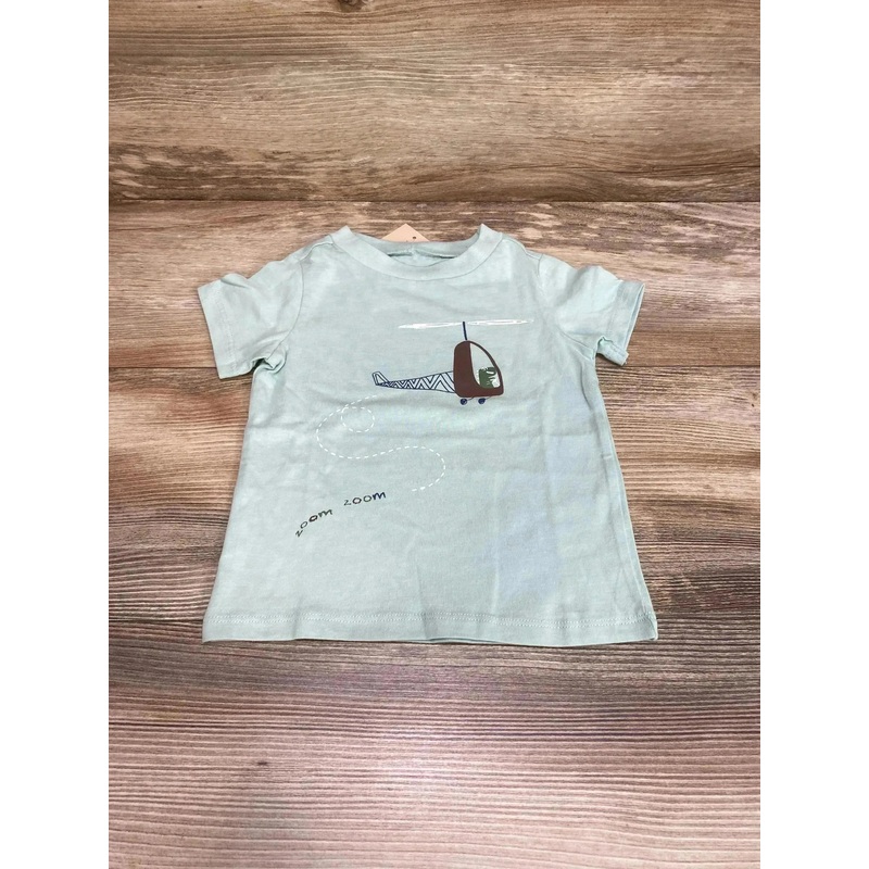 NEW First Impressions Zoom Zoom Airplane Shirt Green sz 6-9m