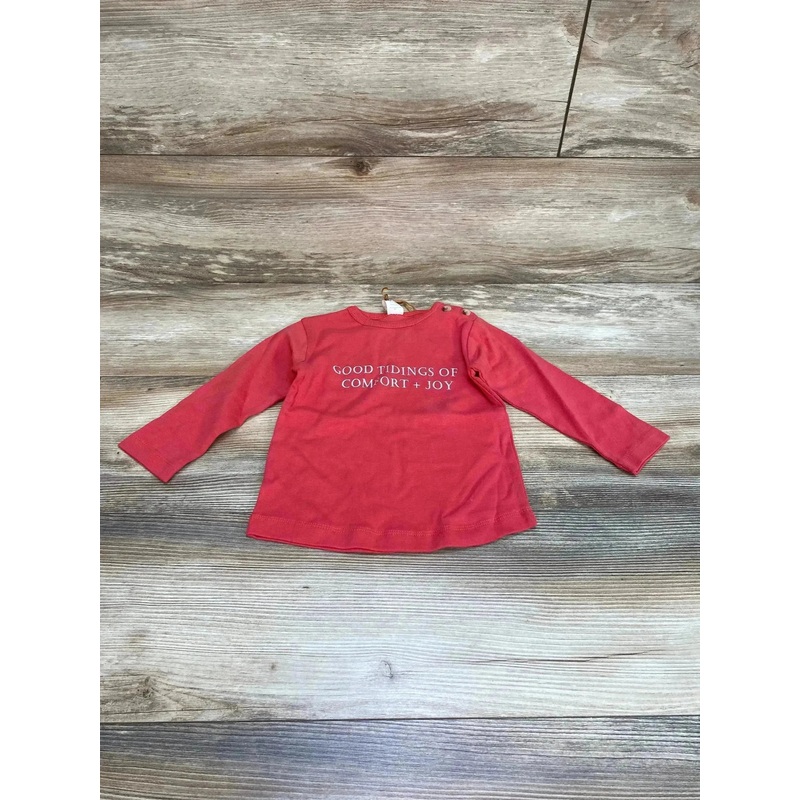 NEW Kate & Quinn Good Tidings of Comfort + Joy Shirt Red sz 18-24m