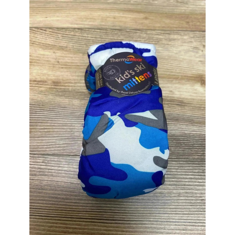 NEW ThermaWear Kid’s Ski Blue Camo Mittens OSFM (1-3Y)
