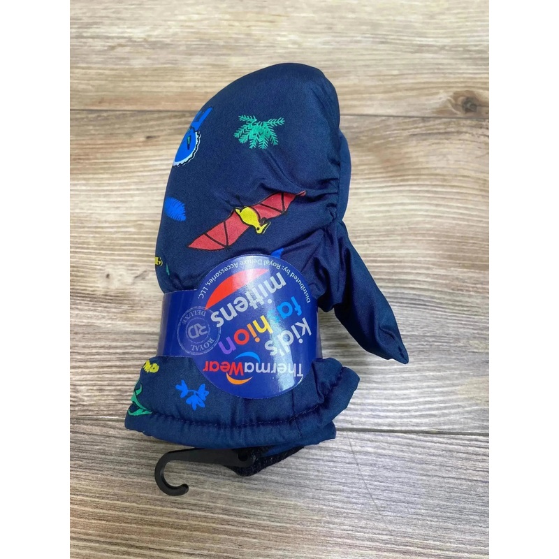 NEW ThermaWear Kid’s Ski Dinosaur Navy Mittens OSFM (1-3Y)