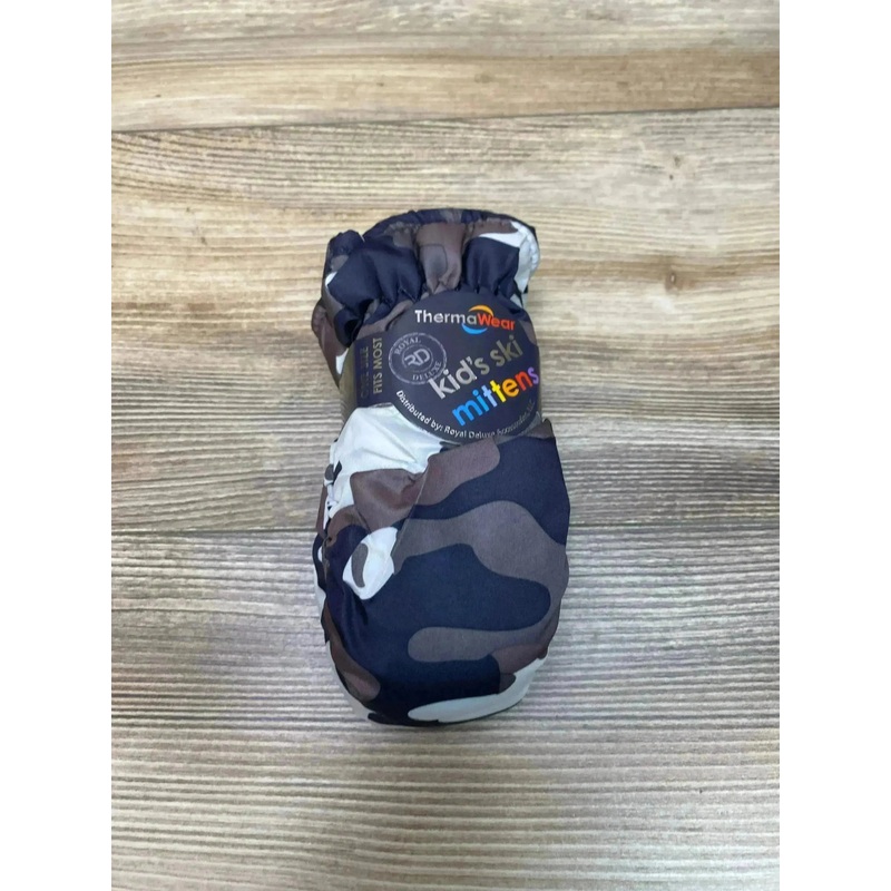 NEW ThermaWear Kid’s Ski Grey Camo Mittens OSFM (1-3Y)