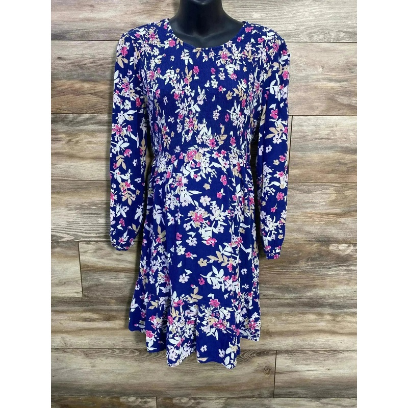 Sonoma Maternity Smocked Floral Dress Blue sz XL
