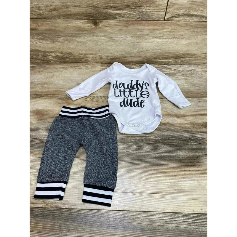 2pc Daddy’s Little Dude Bodysuit & Pants White sz 3-6m