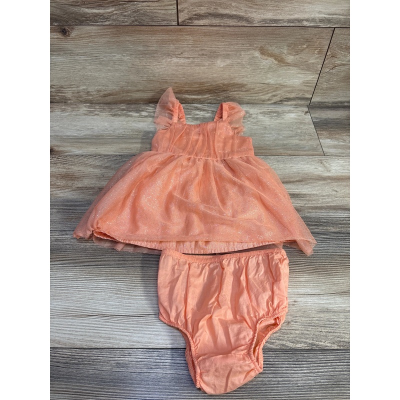 Cat & Jack 2pc Glitter Tank Dress & Bloomers Orange sz 12m Orange 12m