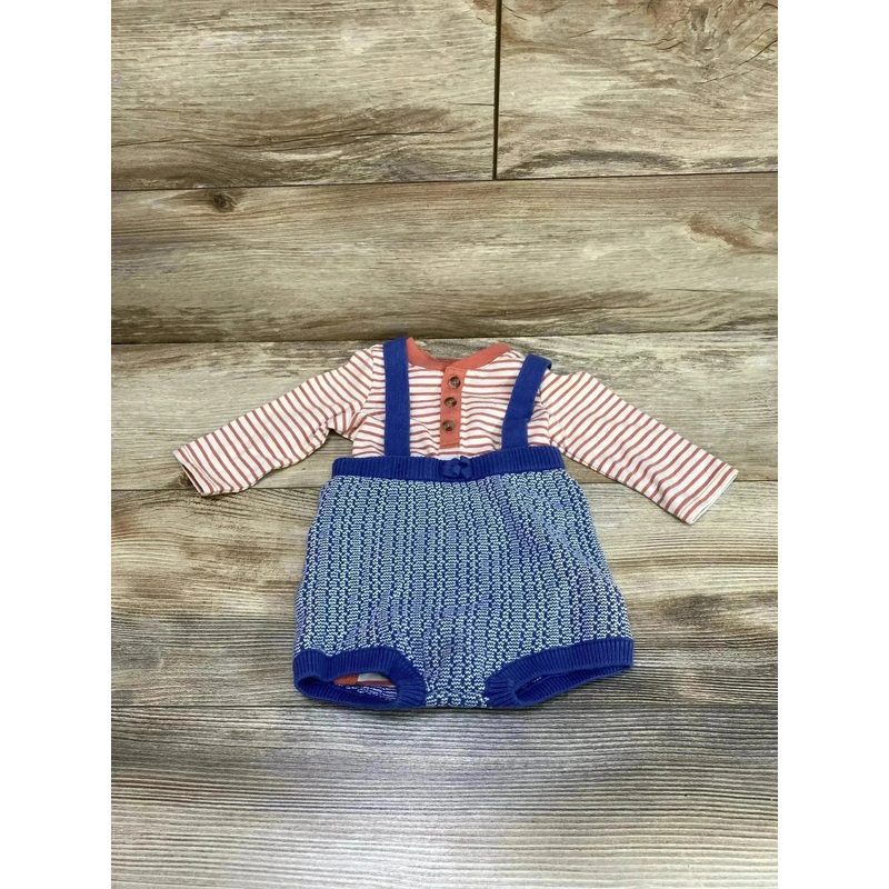 Cat & Jack 2pc Henley Bodysuit & Knit Shorts White/Blue sz 3-6m