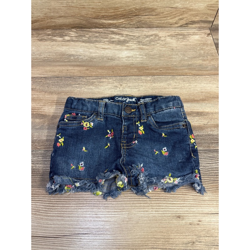Cat & Jack Embroidered Floral Denim Shorts Blue sz 3T Blue 3T