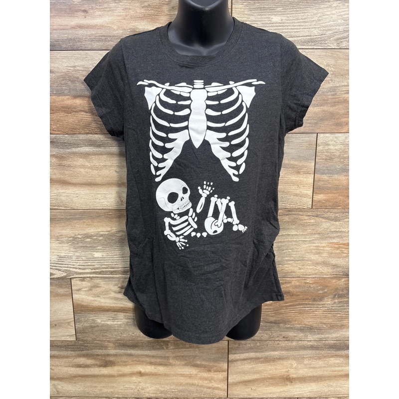 Crazy Dog Ruched Skeleton Shirt Grey sz Large Grey Maternity Large