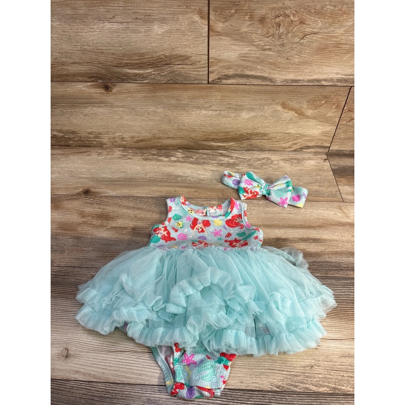 Disney Baby 2pc Little Mermaid Tutu Bodysuit Dress & Headband Blue sz 18m Blue 18m