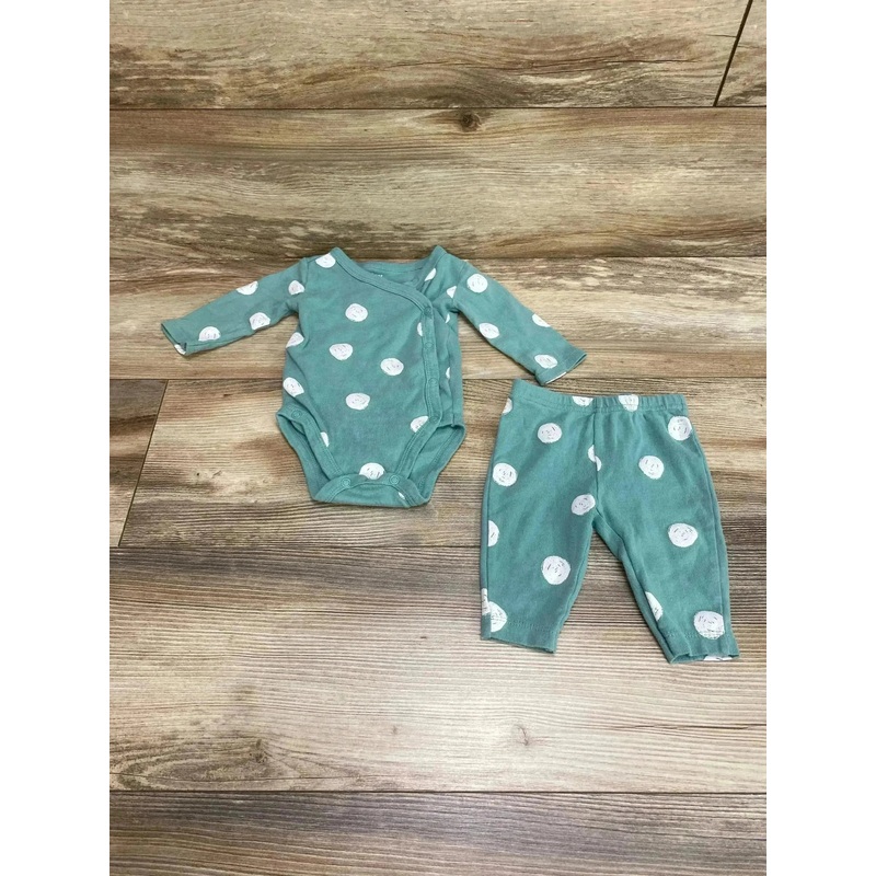 Just One You 2pc Kimono Bodysuit & Pants Green sz 3m