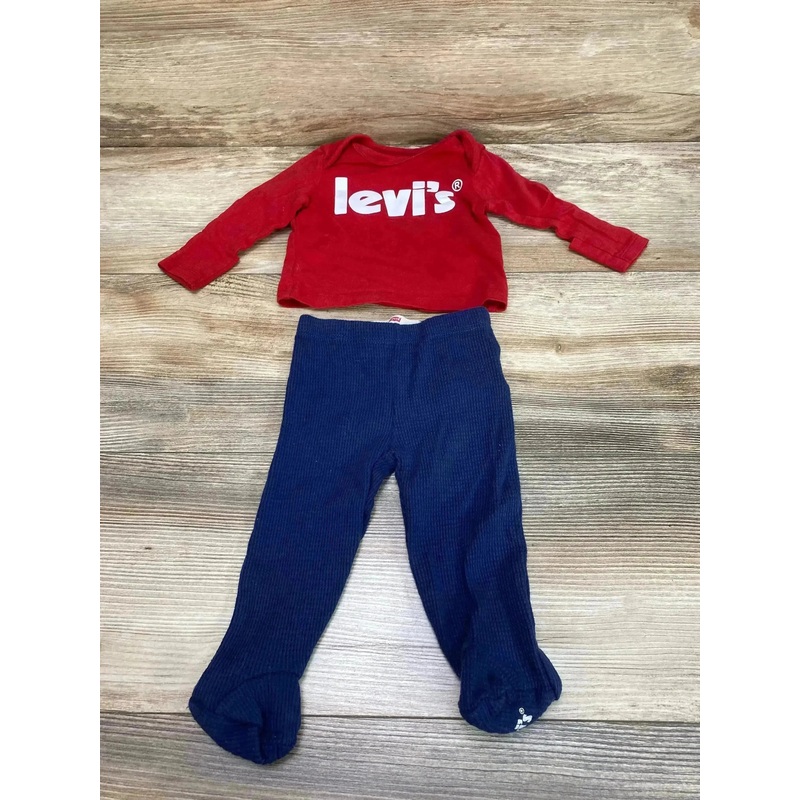 Levi’s 2pc Long Sleeve Shirt & Footed Pants Red sz 3m