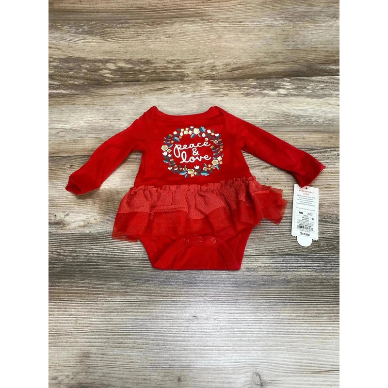 NEW Cat & Jack Peace & Love Tutu Bodysuit Red sz Newborn