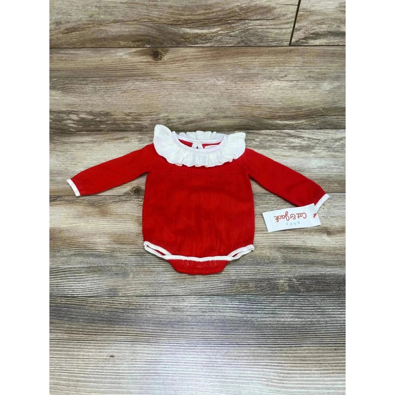 NEW Cat & Jack Ruffle Sweater Romper Red sz Newborn